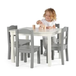 5pc Kids' Wood Table And Chair Set White/Gray - Humble Crew -Nursery Furniture Store GUEST b250b1e5 b6d0 4843 bd95 97df8b0d8c7e