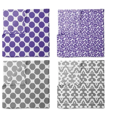 Bacati - Ikat Dots Leopard Purple Grey Girls 10 Pc Crib Set With Long Rail Guard Cover & 4 Muslin Swaddling Blankets 4 Bacati - Ikat Dots Leopard Purple Grey Girls 10 Pc Crib Set With Long Rail Guard Cover & 4 Muslin Swaddling Blankets - Image 2