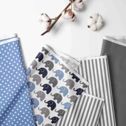 Bacati - Elephants Blue/Navy/Gray 4 Pc Toddler Bedding Set