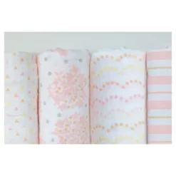 SwaddleDesigns Cotton Muslin Swaddle Blankets - Heavenly Floral Shimmer - 4pk - Pink -Nursery Furniture Store GUEST b5998699 4e55 431f 893f 9729cbd08c5e