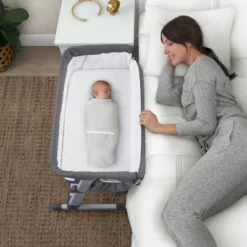 Simmons Kids' Dream Bedside Baby Bassinet Sleeper With Breathable Mesh And Adjustable Heights - Lightweight Portable Crib - Gray -Nursery Furniture Store GUEST bc237a79 6892 48df b0c4 657c36e40b2e