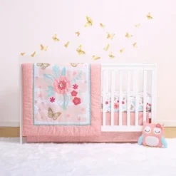 The Peanutshell Aflutter Crib Bedding Set, 4pc To 12 Pc, For Girls