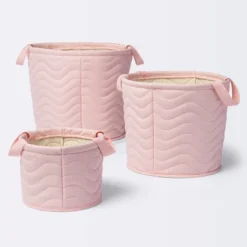 Quilted Fabric Medium Round Storage Basket - Light Pink - Cloud Island™ -Nursery Furniture Store GUEST cb5fd99a 2920 4a17 9abc c683191d9305