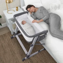 Simmons Kids' Dream Bedside Baby Bassinet Sleeper With Breathable Mesh And Adjustable Heights - Lightweight Portable Crib - Gray -Nursery Furniture Store GUEST d0943101 07a4 47d5 a234 70b25b3d14be