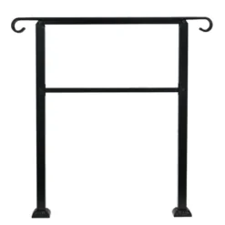 JOMEED UP040 1, 2, Or 3 Step Wrought Iron Transitional Entrance Handrail With Hardware For Outdoor Spaces, Walkways, Patios, And More, Black -Nursery Furniture Store GUEST d0c06c29 da15 4279 a002 f554da2b17c5