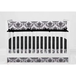 Bacati - Classic Damask Black/Grey/White 6 Pc Crib Bedding Set With Long Rail Guard Cover -Nursery Furniture Store GUEST d1ba7fc6 5708 4472 be84 eb5dae2b7786