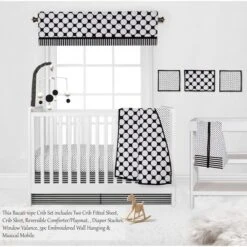 Bacati - Dots Stripes Black/White 10 Pc Crib Bedding Set With 2 Crib Fitted Sheets -Nursery Furniture Store GUEST dc0ec58f 0c0b 4a2b 8a1f eac553c4400c