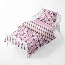 Bacati - Mod Dots Stripes Pink Fuschia Beige Chocolate 4 Pc Toddler Bedding Set -Nursery Furniture Store GUEST e9f4ad25 86cc 418b a6f0 04580905756f