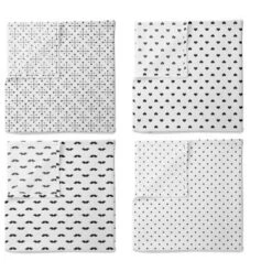 Bacati - LOVE Muslin Swaddling Blankets Set Of 4, Black/White