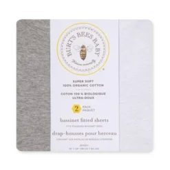 Burt's Bees Baby Burt's Bees Baby® Organic Solid Bassinet Sheet - White Gray - 2pk