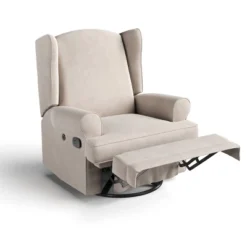 Storkcraft Serenity Wingback Upholstered Reclining Glider With USB Charging Port -Nursery Furniture Store GUEST f9407012 dbe4 4cd3 8d7f 3defe3442ca8